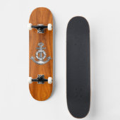 Lifesaver Chrome Anchor op Teak Veneer Styles Persoonlijk Skateboard (Voorkant)