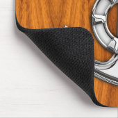 Lifesaver Chrome Style Anchor op Teak Veneer Muismat (Hoek)