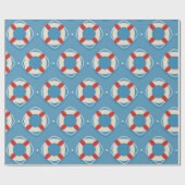 Lifesaver nautisch patroon cadeaupapier (Vlak)