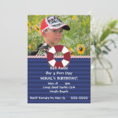 Lifesaver Ring Nautical Birthday Party Kaart (Staand voorkant)