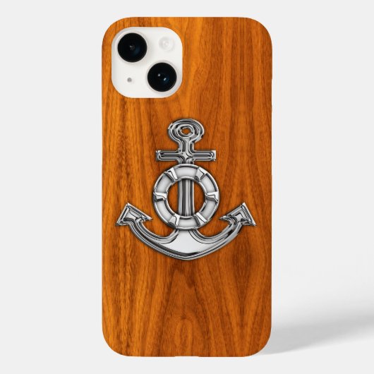 Lifesaver Steel Anchor op Teak Veneer Case-Mate iPhone Case (Achterkant)