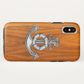 Lifesaver Steel Anchor op Teak Veneer Case-Mate iPhone Case (Achterkant (horizontaal))
