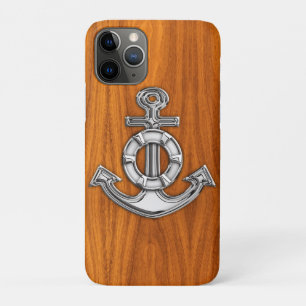 Lifesaver Steel Anchor op Teak Veneer Case-Mate iPhone Case