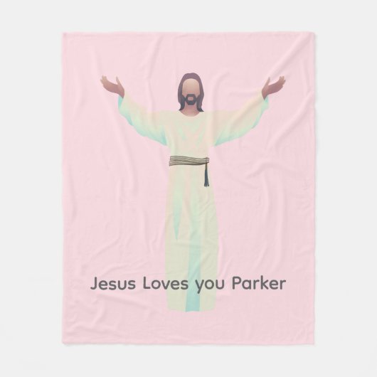 Lifesize Jesus Roze Deken - Pas het aan (Voorkant)