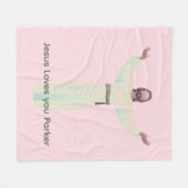 Lifesize Jesus Roze Deken - Pas het aan (Voorkant (Horizontaal))