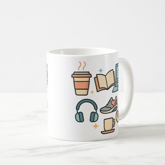 Lifestyle Icons Mok – Koffie, Studie, Fitness & We (Voorkant rechts)