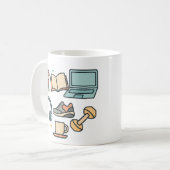 Lifestyle Icons Mok – Koffie, Studie, Fitness & We (Voorkant links)