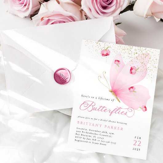 Lifetime Butterflies Bruids Douche Uitnodiging