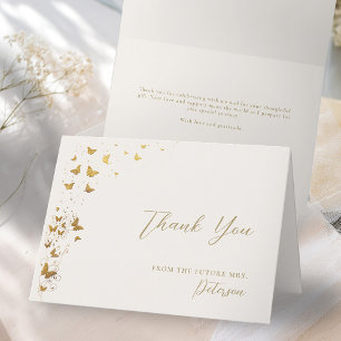 Lifetime Butterflies Ivoor Gold Fold Vrijgezellenf Bedankkaart