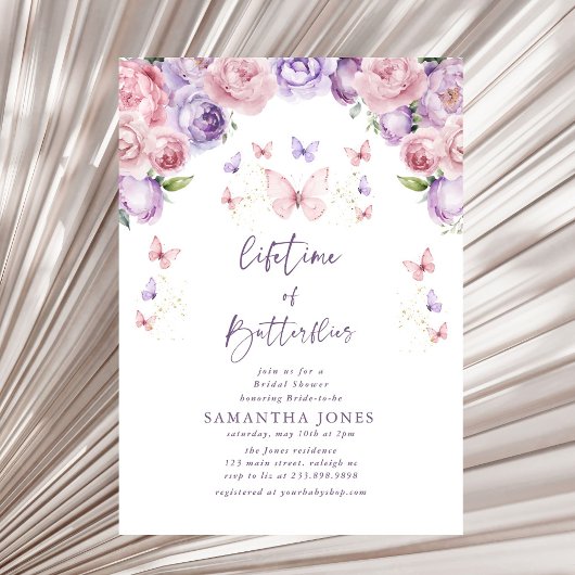 Lifetime Butterflies Roze Paarse Vrijgezellenfeest Kaart