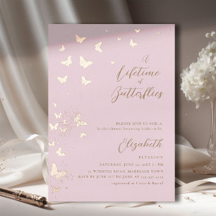 Lifetime Butterflies Roze Rose Gold Vrijgezellenfe Folie Uitnodiging