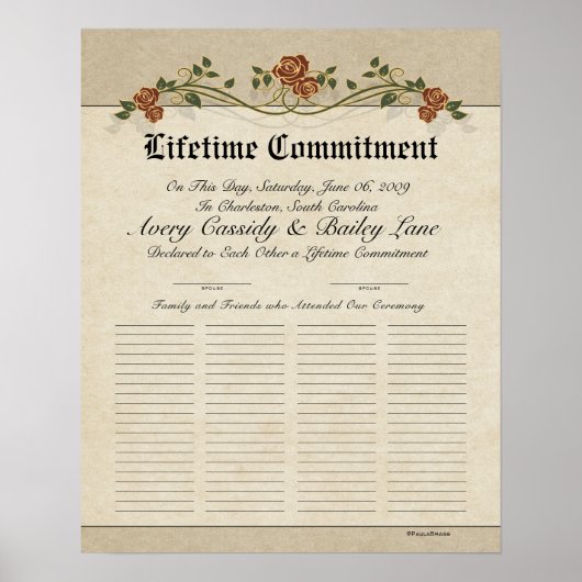 Lifetime Commitment Guestbook Weduwcertificaat Poster (Voorkant)