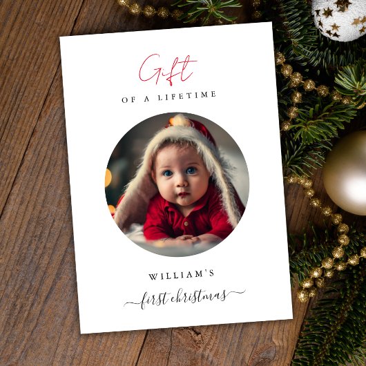 Lifetime Gift Baby's eerste kerstfoto Feestdagenkaart