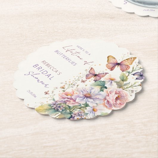 Lifetime of butterflies bridal shower favors kartonnen onderzetters (Gekanteld)