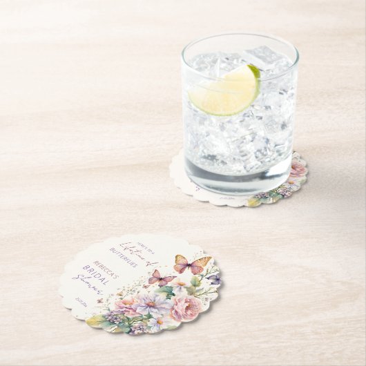 Lifetime of butterflies bridal shower favors kartonnen onderzetters (Insitu)