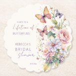 Lifetime of butterflies bridal shower favors kartonnen onderzetters<br><div class="desc">Levenslang van Vlinders Betoverde  tuin pastel vlinders en bloemen vlinder vrijgezellenfeest praktisch gunsten sjabloon onderzetters gepersonaliseerd vrijgezellenfeest servies,  Engelse tuin boho bloemen lila pastel roze lente zomer vrijgezellenfeest papier onderzetters</div>