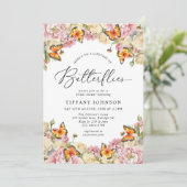 Lifetime of Butterflies Peonies Bridal Shower Kaart (Staand voorkant)