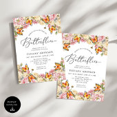 Lifetime of Butterflies Peonies Bridal Shower Kaart