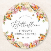 Lifetime of Butterflies Peonies Bridal Shower Ronde Kartonnen Onderzetter (Voorkant)