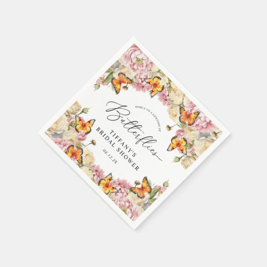 Lifetime of Butterflies Peonies Bridal Shower Servet (Hoek)