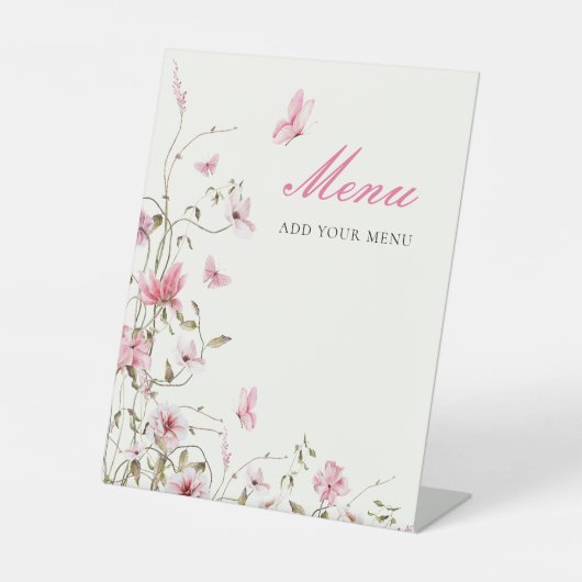 Lifetime of Butterflies Vrijgezellenfeest Menu Reclamebord Met Voetstuk (Voorkant)