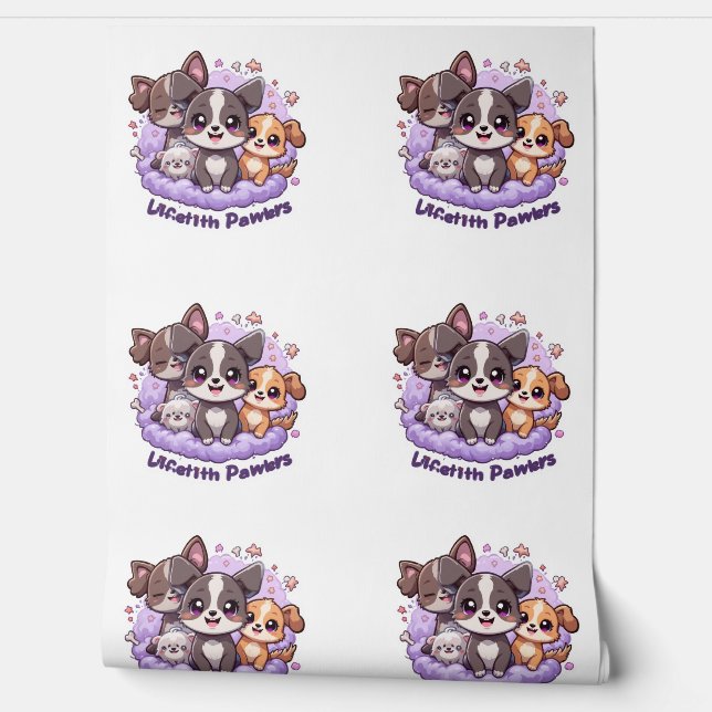 Lifetith Pawers Schattigee Puppy Cartoon Achtergro Behang (Afrollen)