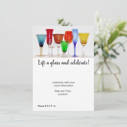 "Lift a Glass" Invitatie Kaart (Staand voorkant)
