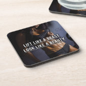 Lift als een beest, eruit als een schoonheid - Wor Bier Onderzetter (Linkerzijde)