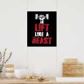 Lift as a Beast Workout T-shirt Gym Poster (Keuken)
