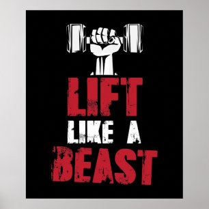 Lift as a Beast Workout T-shirt Gym Poster