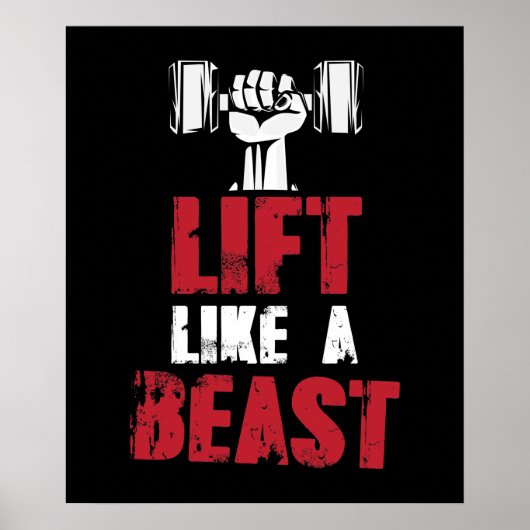 Lift as a Beast Workout T-shirt Gym Poster (Voorkant)