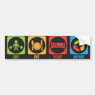 Lift Eat Sleep Herhaal - Bumpersticker voor lifter