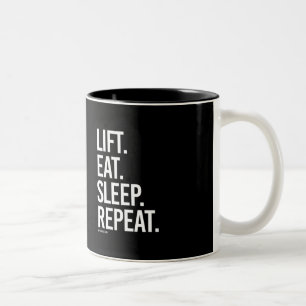 Lift Eat Sleep Herhaling -   Trainingsgeschiktheid Tweekleurige Koffiemok
