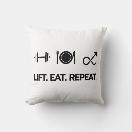 Lift. Eet. Herhaal. - Motivatie fitnessontwerp Kussen (Voorkant)