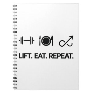 Lift. Eet. Herhaal. - Motivatie fitnessontwerp Notitieboek