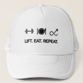 Lift. Eet. Herhaal. - Motivatie fitnessontwerp Trucker Pet (Voorkant)