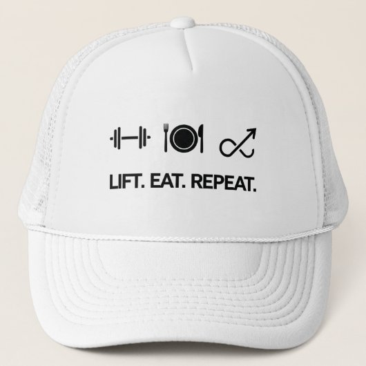 Lift. Eet. Herhaal. - Motivatie fitnessontwerp Trucker Pet (Voorkant)