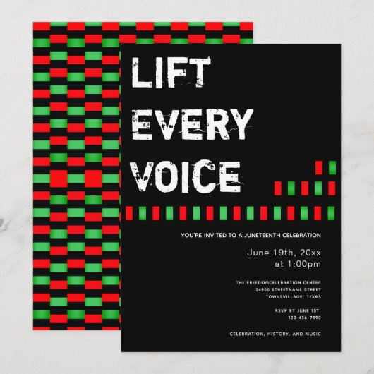 Lift elke stem van de Juneteenth Red Black Green o Kaart (Voorkant / Achterkant)