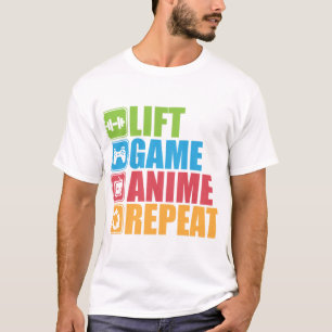Lift, game, Anime, Herhaling - Pictogram op pictog T-shirt