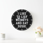 Lift gewichten en eet sushi - Funny Carbs Novelty Grote Klok (Huis)