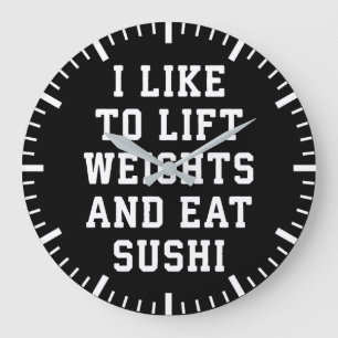 Lift gewichten en eet sushi - Funny Carbs Novelty Grote Klok