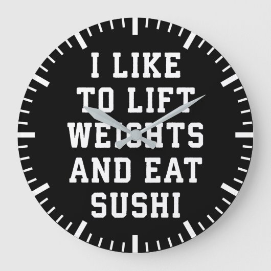 Lift gewichten en eet sushi - Funny Carbs Novelty Grote Klok (Voorkant)