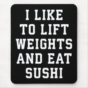Lift gewichten en eet sushi - Funny Carbs Novelty Muismat