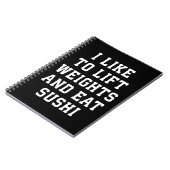 Lift gewichten en eet sushi - Funny Carbs Novelty Notitieboek (Linkerzijde)