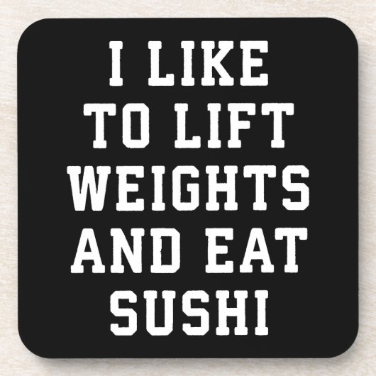 Lift gewichten en eet sushi - Funny Carbs Novelty Onderzetter (Voorkant)