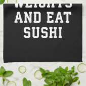 Lift gewichten en eet sushi - Funny Carbs Novelty Theedoek (Gevouwen)