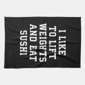 Lift gewichten en eet sushi - Funny Carbs Novelty Theedoek (Horizontaal)