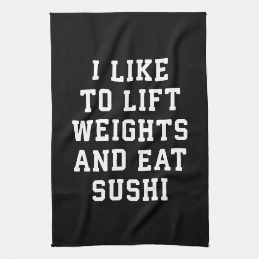 Lift gewichten en eet sushi - Funny Carbs Novelty Theedoek (Verticaal)