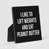 Lift gewichten en eten pindakaas - body building fotoplaat (Voorkant)