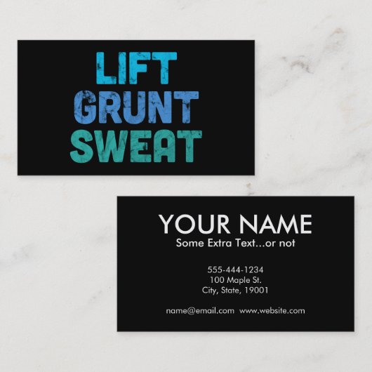 Lift Grunt Sweat Bodybuilder Gym Exercise Visitekaartje (Voorkant / Achterkant)